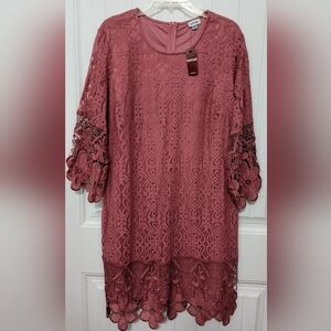 New Rose Mauve Lace Dress / 2X
